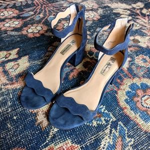 INC suede Scalloped Block Heel